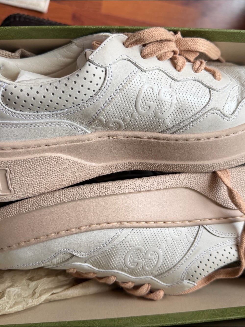Gucci White Jumbo GG Embossed Leather Low Top Tennis Platform Sneakers Size 38.5